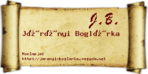 Járányi Boglárka névjegykártya